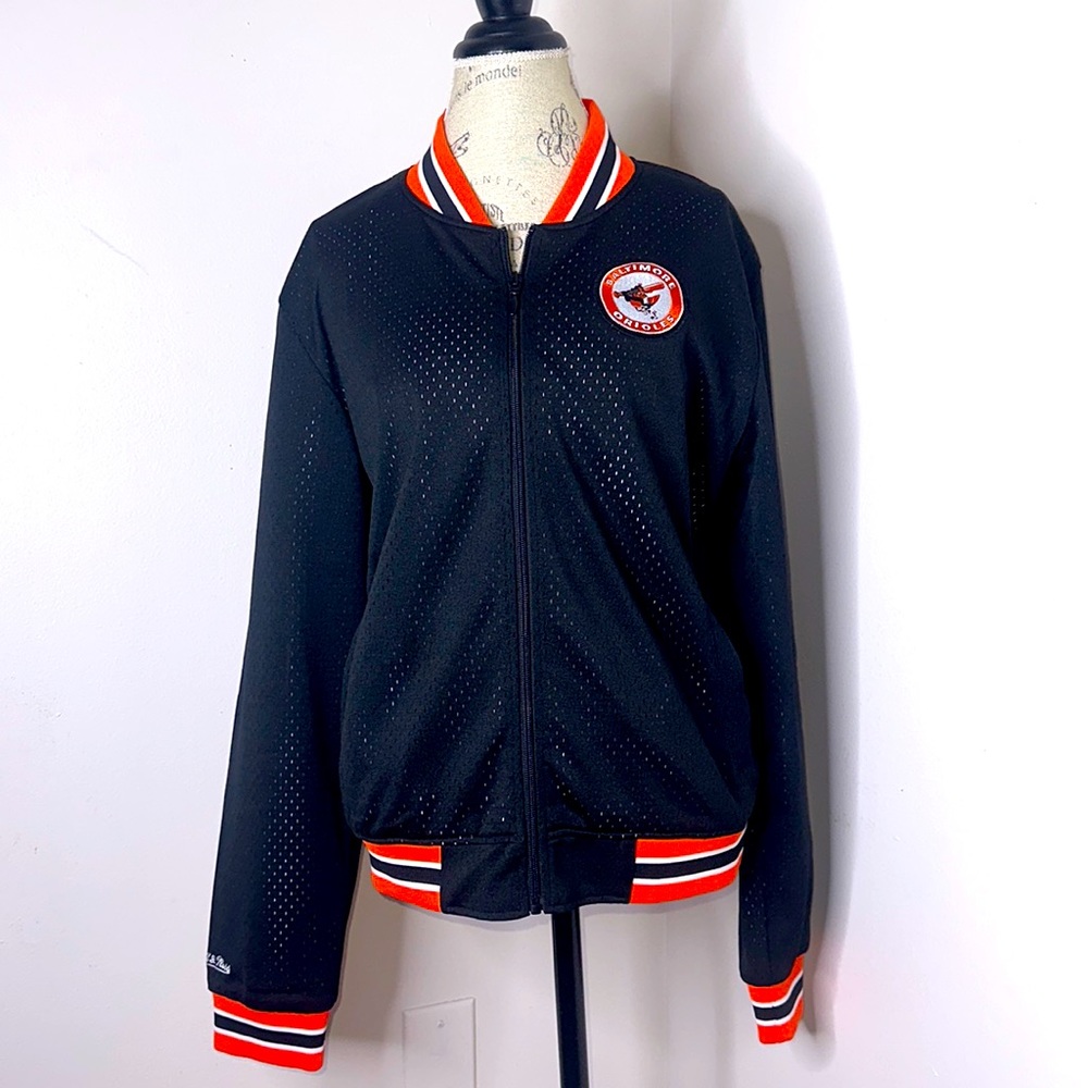 Women's Baltimore Orioles Mitchell & Ness Black Full-Zip Mesh Track Jacket